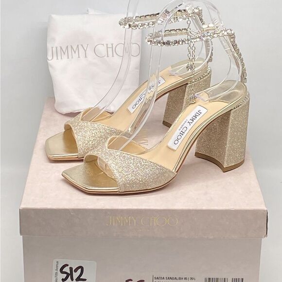 Jimmy Choo  Saeda 85MM Glitter Sandals size 35.5 - Picture 13 of 15